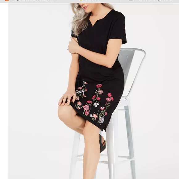 Karen Scott Black with flower embroidery Dress - Picture 3 of 9